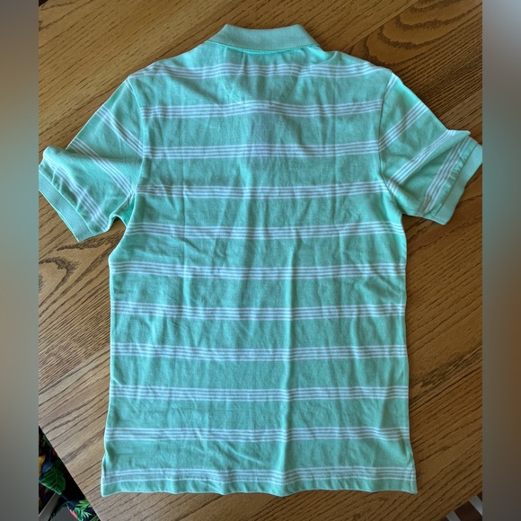 Chaps Natural Stretch Men's Short Sleeve Polo Shirt Green Striped Size Small - Picture 3 of 4
